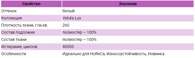 Характеристики ткани Велюта Люкс